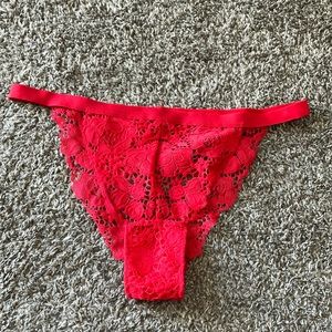 Victoria’s Secret Red Lace Backless Panties size Medium NWOT